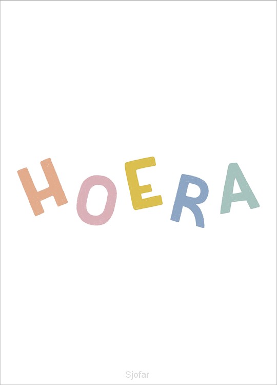 Kaart Hoera -  letters
