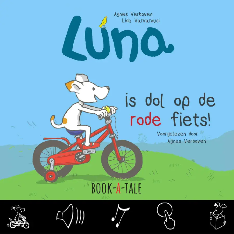 Luna is dol op de rode fiets
